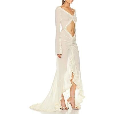 Women s Summer Mesh Nightgown See-Through Fit Long Sleeve