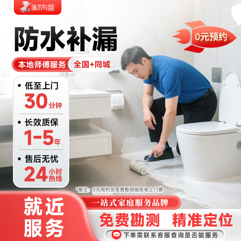 防水补漏墙面局部刷新卫生间厨房屋顶渗水发霉渗漏修补定金啄木鸟