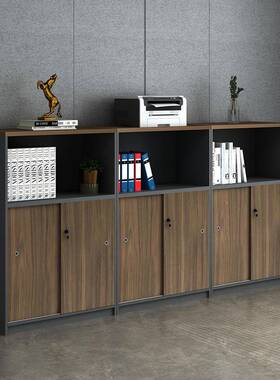 柜N89725办公室矮柜推拉门文件储物柜断料收纳带资锁落隔地柜移门