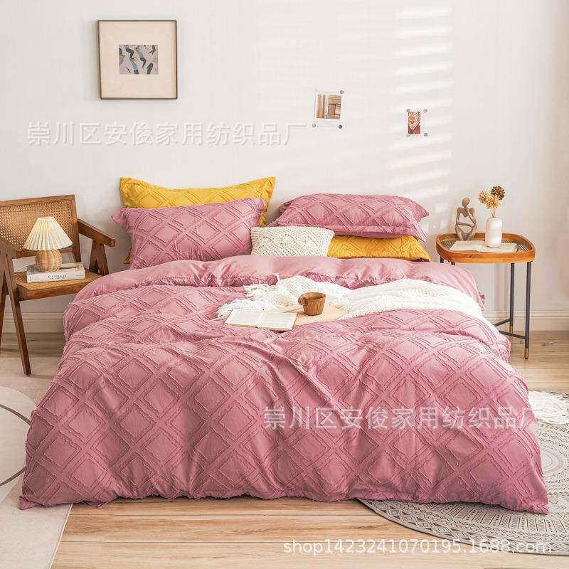 跨境亚逊爆款剪马花韩四件套肤式亲磨毛四XNC件套床笠款床单款信