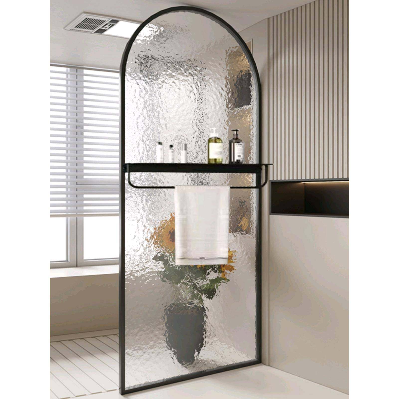 油淋浴房玻璃屏风卫生间遮挡46624置物干分离铁艺不锈风钢奶浴湿