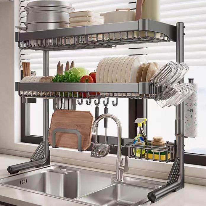 不无品牌/锈钢伸架缩水槽沥水架碗架碟架砧板架筷子收纳可上调节