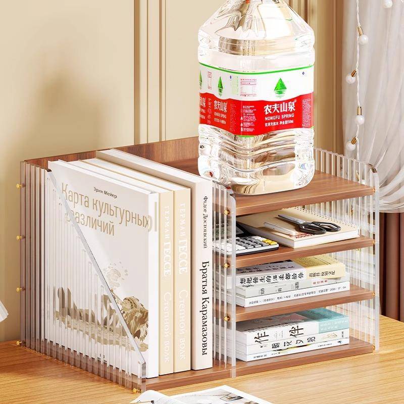 桌面书书架书立IDV架宿舍桌收柜办纳公桌轻置物架学习桌分层奢整