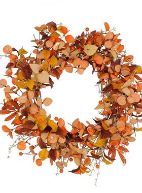 跨境秋落叶18044花环橱窗挂饰庭院圈派对丰收节仿真季植物藤挂装