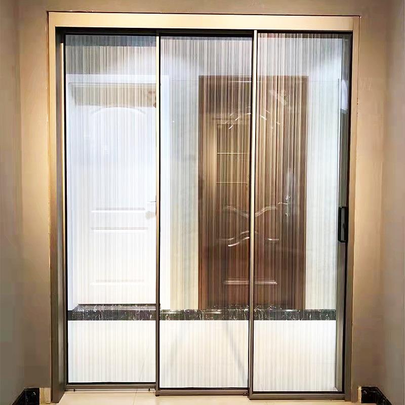 三联动推拉金门滑轮吊轨双向缓冲全套五配件极木窄玻ECH门璃实门