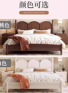 法式实木床白色现代简ZJ-CP1复.8约M主卧室奶风床双油人床古美式