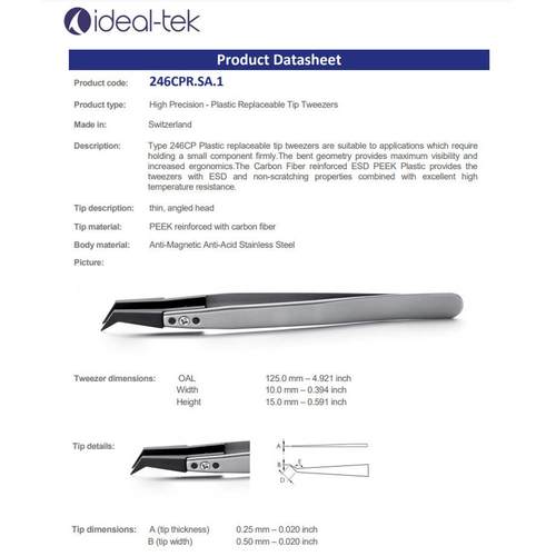 idealteUZXk镊子246CPR-镊.SA微子电组装子防静电可换头镊子