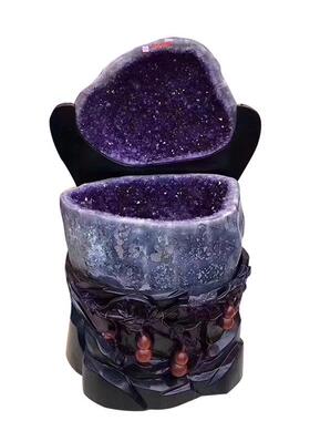 天然水晶洞紫摆件西水晶YHZJD202洞钱袋子办公室玄石关客厅原巴摆