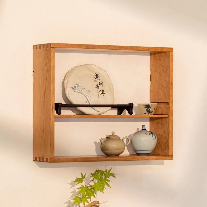 墙实7522木壁置物架宝博古架新中式挂展示架子挂多阁创意壁饰搁板