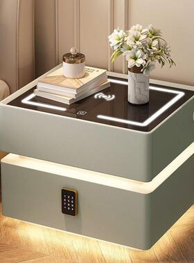 能卧室悬床头柜简带灯浮实木约现代轻奢智多功能无线充VSB电床边