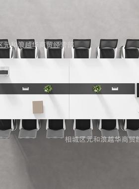 白色会办议桌长桌简HJR议约现大型长条公代桌子会室接待会客桌椅
