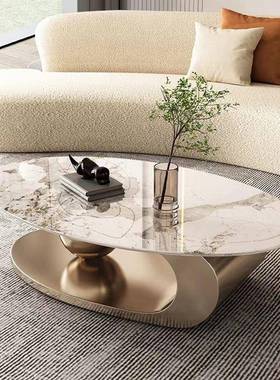 岩板奢桌面轻茶简几现代约家用小户型意式客76058设计师椭厅圆茶