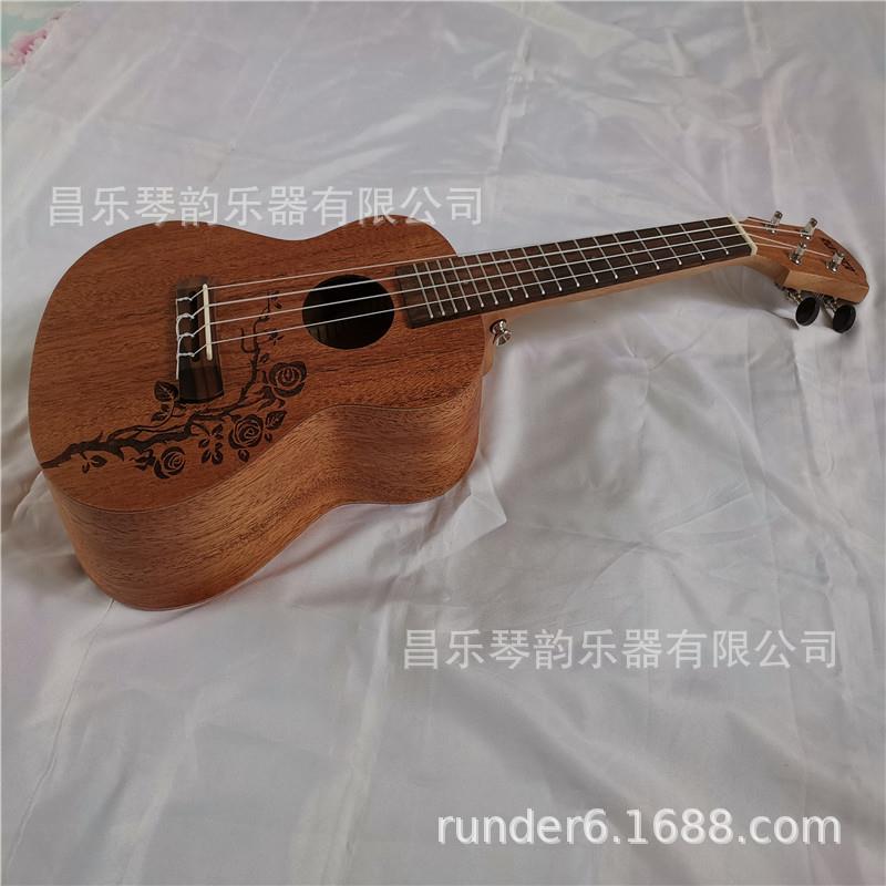 尤克里里UkUK-23T-03ulele乌克丽丽四琴小吉他2寸桃弦花芯乐花藤