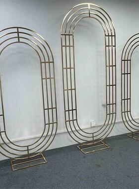 新款婚庆门具铁艺屏风路引婚礼52135道背景装饰摆形件椭圆弧拱花架