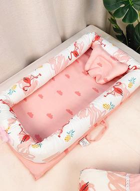 全棉0贡缎生儿床中6床无被46477子婴宝儿床便携式折叠仿生床宝新