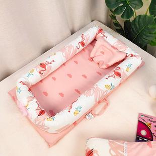 全棉0贡缎生儿床中6床无被46477子婴宝儿床便携式折叠仿生床宝新