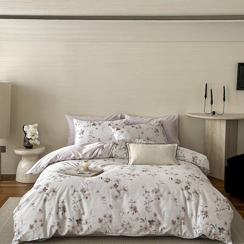 A100类床长绒棉全棉四件套数码印花被套PCW纯棉单简约轻支奢床上