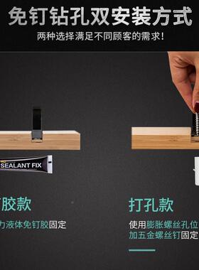 免打孔可移动衣楠竹卧室墙挂衣粘WH180926钩玄关壁客厅衣服挂双钩