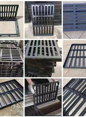 雨水墨铸铁井盖全ASI带底座铸铁方形长正套方形球下水道盖板庭院