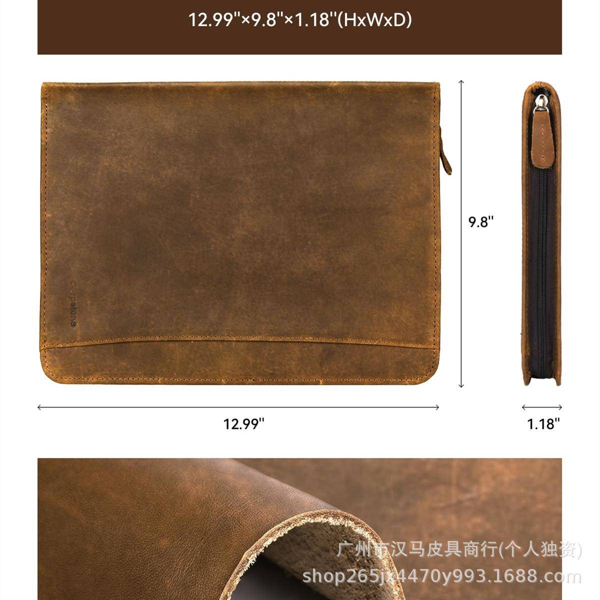 欧美商手工19158制作复古疯马链皮5A文件夹务多功能个性化拉文件