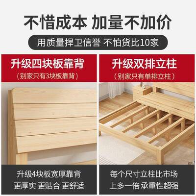 现代简约实木床18米松木经KSZ济型双人1.易5米出床租房简1m.单人