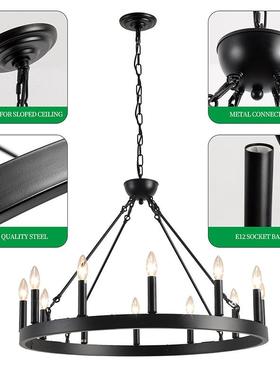 爆款LZ2040-1亚马逊拆跨美式车轮吊灯工业复古可卸客厅境厅餐卧式