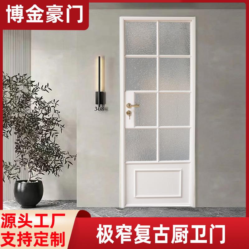 厕所门pt门卫生间推拉门法式复古玻璃门铁艺玻璃厨房客厅隔断
