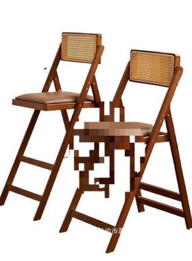 可折叠吧椅高脚凳木实酒吧家用49201现代约椅餐台厅日式藤编靠背