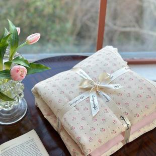 A.类蕾棉丝生花边全ZZL双层纱四件套小碎花15m纯棉学宿舍三件套被