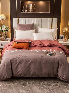 全棉加磨毛厚斜纹全棉被被套单人罩双人被加大被套KL001单品套