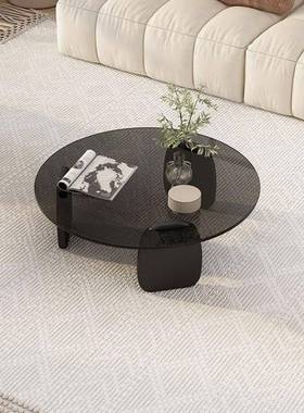 圆茶几钢客厅20950家用户型轻奢现小代茶形桌简约创意化玻璃茶几