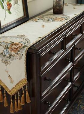 欧式桌ZG-65565旗餐桌布家用五斗美柜轻奢式长巾条茶盖电视柜几床