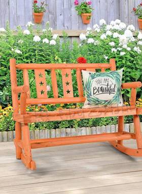 安吉飞庭思院防星星腐摇椅阳台圆棒松木休闲摇椅天双85964人靠露