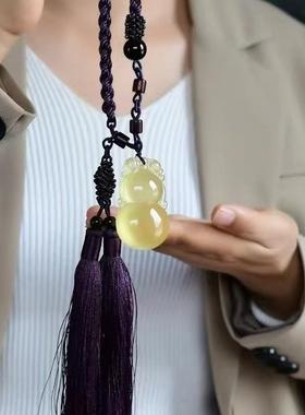 貅天白水晶貔葫芦貔挂件天然黄水晶貅然葫芦车载82200挂件双面雕