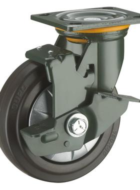 HOJ6寸橡胶静音带双刹车SUP5O向荣承重型万向脚轮J07-01D15-0-22