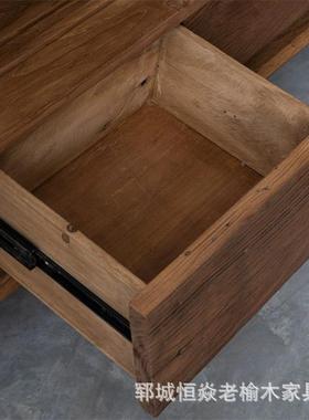 实老榆木餐边柜木宿客厅靠墙水柜民56025玻璃储物收纳柜新中茶式展示柜