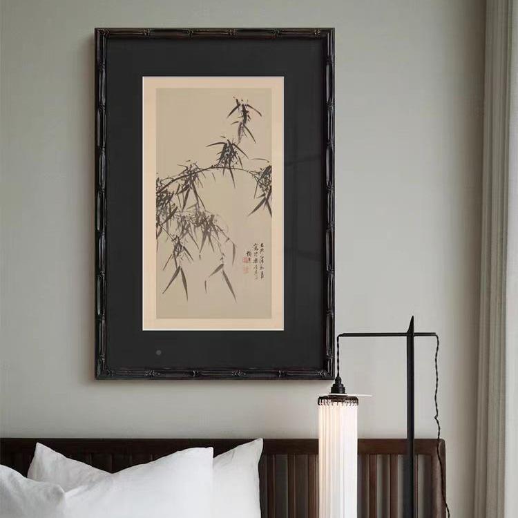 法风竹图轻中古风餐厅装饰版画电视墙日式式竖挂画ZP-51卧室床头