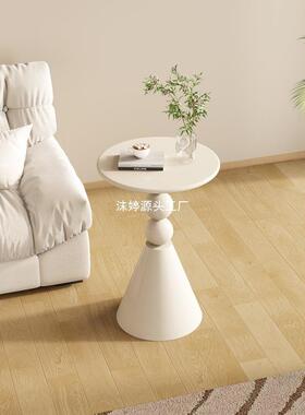 奶油风发边几小床茶几客40832厅圆桌子网沙红床网头边桌红角几极简头柜