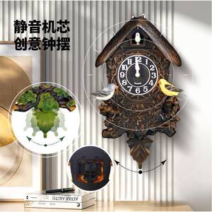 田ATZ园风布鸟钟整点报时谷客挂厅简钟声控儿童时钟欧式咕咕钟时