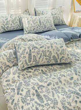 A母类婴级洗棉麻四件套上用品双层床纱宿舍三442件套床单被水套床