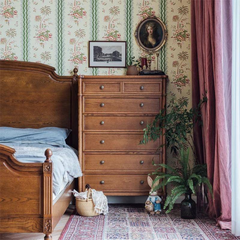 北美实WRA木实五斗柜翻梳妆能台收纳柜一体卧室多功储物柜全木盖