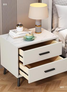 床头柜现代简岩板实木39765免安床装物家用卧室约边储柜轻奢小柜