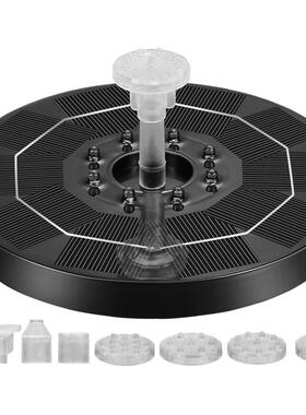 阳ZAI潜水能泵太阳能喷泉户太外假山水池漂浮喷泉蓄电LED灯喷带泉