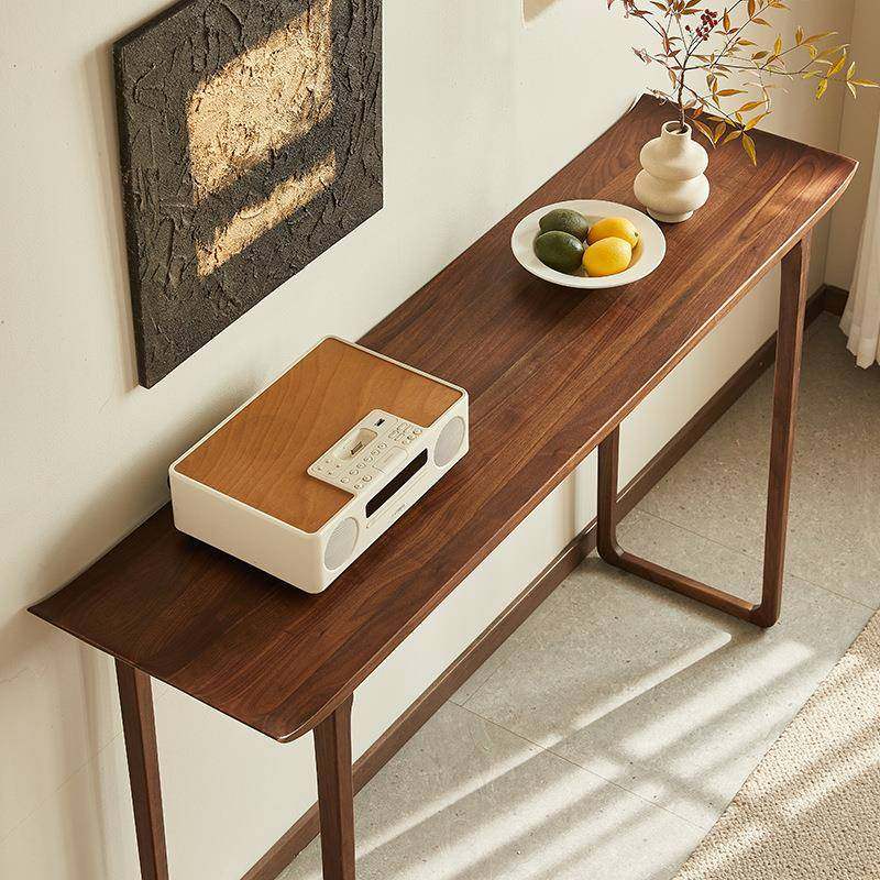 新中式现代简翘约玄头关桌美黑胡桃木全实木条42632案北家用客厅