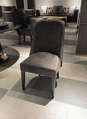 后现轻圆桌奢椅组合意代大利高端港55332式圆餐桌带转盘餐木皮拼