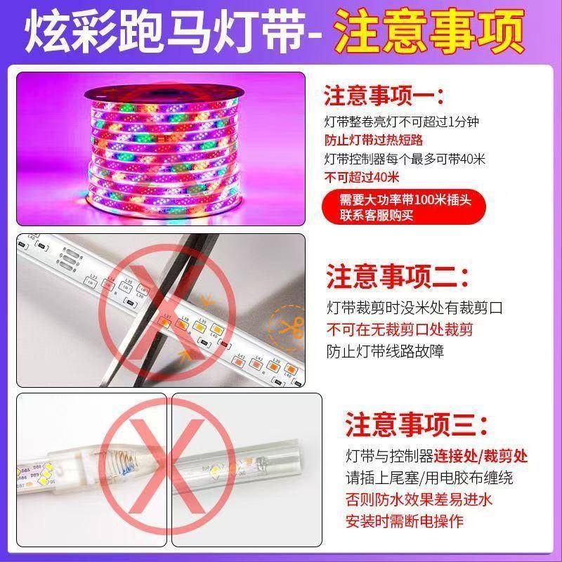 中国龙新款灯带红皮厘12le灯E珠2dMZA.8米爆闪防水防冻六彩LD跑马