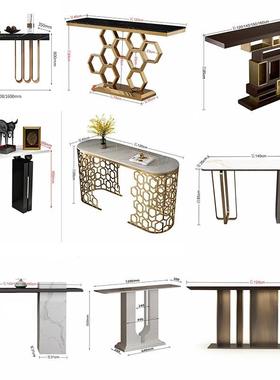 轻奢现代关客桌柜台计玄厅LST简约新中设式靠墙入户走廊端景金属