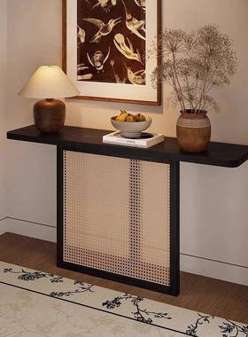 中6850式复古古风玄关饰实木酒店原墙端景台走廊木靠客厅条案装入户