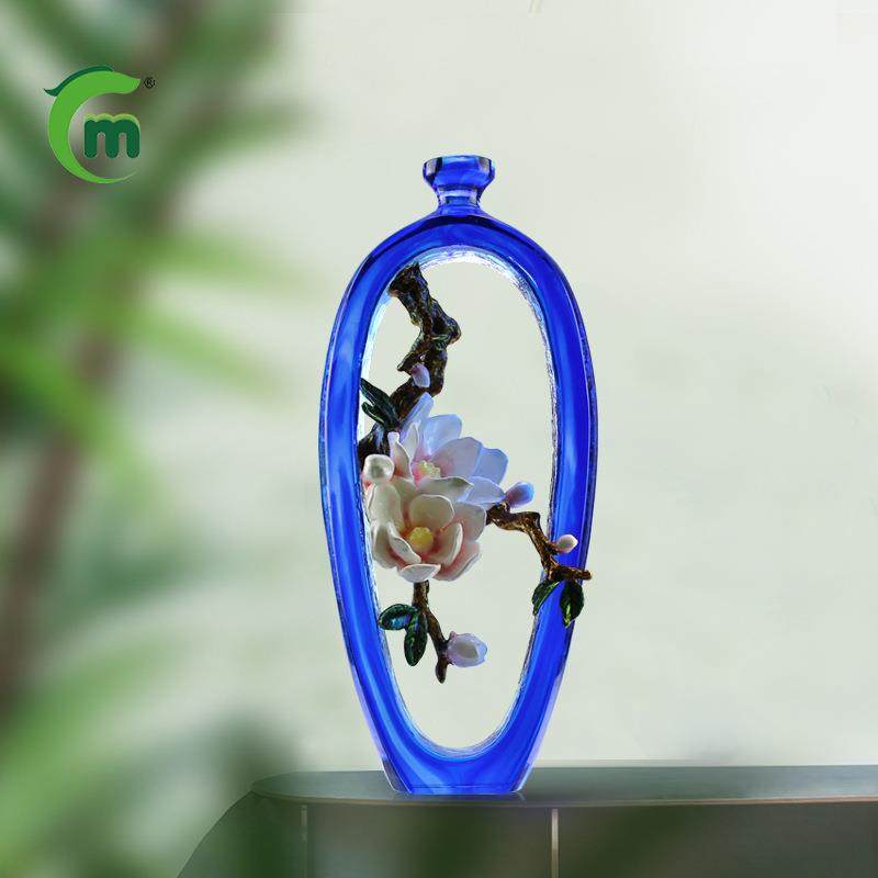 锋明琉璃玉兰花瓶摆件工艺品创意家居装饰高档轻奢古法琉璃艺术品,工业油品/胶粘/化学/实验室用品,其他实验室设备,淘宝优惠券,粉丝福利购,淘宝优惠卷