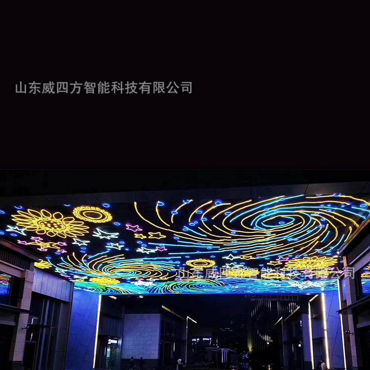 2021新年玻璃幕墙楼体美化商场售楼处春节主题灯饰画广告宣传装饰